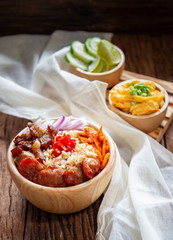 Original  Thai food.  Shrimp Fried Rice close up.