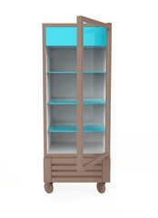 Fridge Drink with glass door on a white background - 3d Illustration
