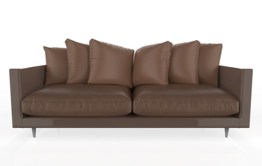 sofa isolated on white background. front view.  3d Illustration