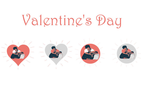 Valentine's day concept a couple on Hearts, vector graphics, illustration - Images vectorielles - Images vectorielles - Images vectorielles 