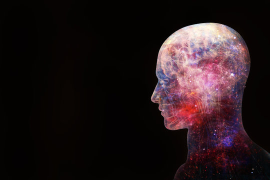 Abstract Artistic 3d Illustration Of A Modern Human Artificial Intelligent Interface On A Black Background