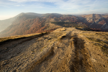 Mount Demerdzhi in autumn, beautiful views of Mount Demerdzhi, Crimea