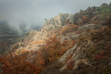 Mount Demerdzhi in autumn, beautiful views of Mount Demerdzhi, Crimea