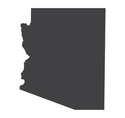 Vector Arizona Map silhouette. Isolated vector Illustration. Black on White background.