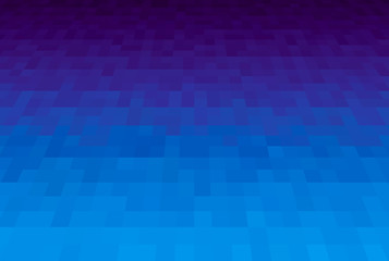 Abstract purple and indigo blue gradient background. Texture with pixel square blocks. Mosaic pattern. Plane in perspective