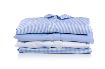 Stack blue shirt on white background isolation