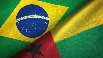 Brazil and Guinea-Bissau two flags textile cloth, fabric texture