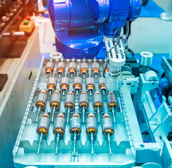 Rotor of electric motor with Robotic and Automation system control application on automate robot arm