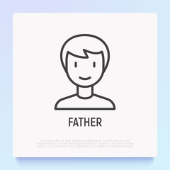 Smiling man thin line icon. Modern vector illustration of avatar.