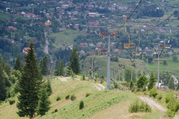 Chair lift in the village of Vorokhta, which is located in Ukraine