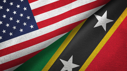 United States and Saint Kitts and Nevis two flags textile cloth, fabric texture