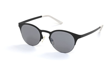 Stylish women's sunglasses on a white background. In half a turn.