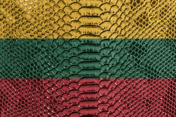Lithuanian flag on reptile skin