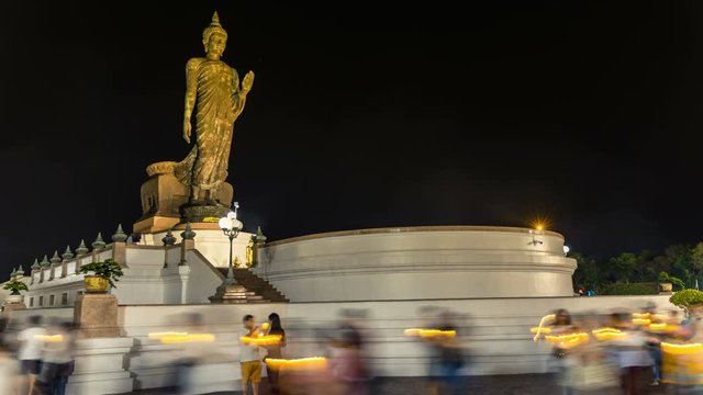 time lapse,The crowd came together, Magha Puja Day.Phutthamonthon, Nakhon Pathom, thailand