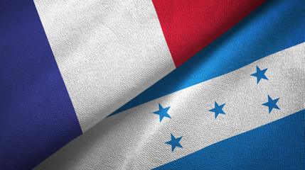 France and Honduras two flags textile cloth, fabric texture