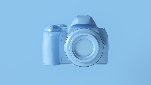 Blue Digital DLSR Camera 3d illustration 3d render
