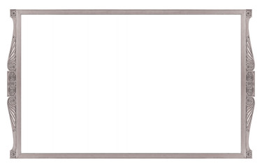 Panoramic silver frame for paintings, mirrors or photo isolated on white background