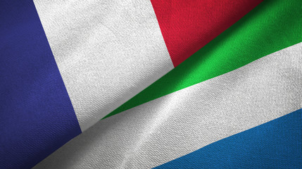 France and Sierra Leone two flags textile cloth, fabric texture