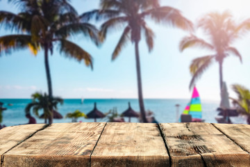 Fototapeta premium Desk of free space and summer time 