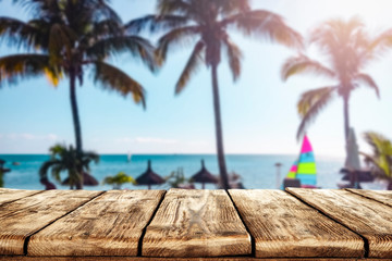 Fototapeta premium Desk of free space and summer time 