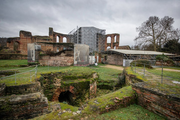 Fototapeta na wymiar Trier / Germany - February 8 / 2019 : View of the ruins of Imperial Baths