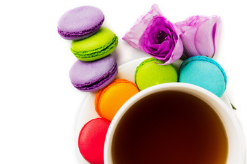 Cake macaron or macaroon isolated on white