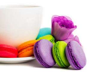 Cake macaron or macaroon isolated on white