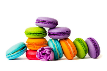 Cake macaron or macaroon isolated on white