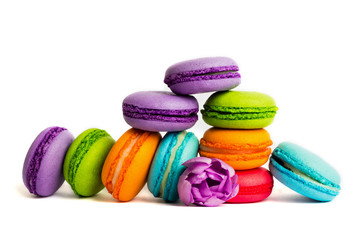 Cake macaron or macaroon isolated on white