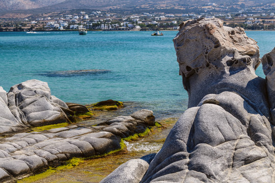Famous Kolymbitres beach and big stones in Paros, Greece. Cyclades island