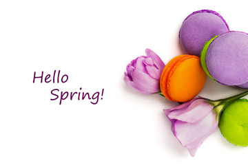 Cake macaron or macaroon isolated on white