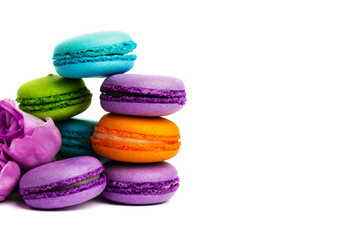 Cake macaron or macaroon isolated on white