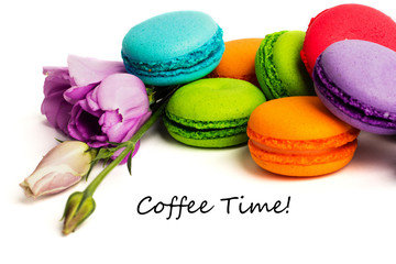 Cake macaron or macaroon isolated on white