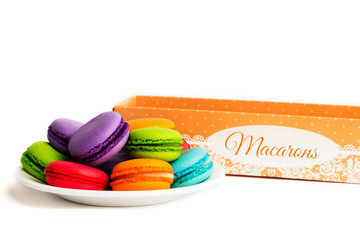 Cake macaron or macaroon isolated on white