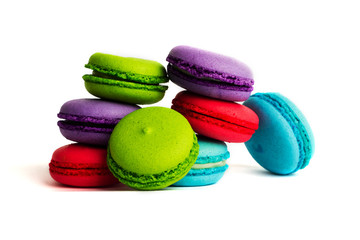 Cake macaron or macaroon isolated on white