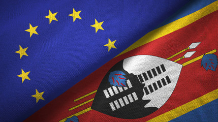 European Union and Eswatini Swaziland two flags textile cloth