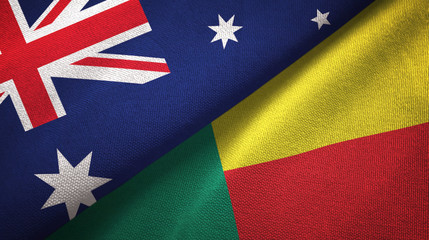 Australia and Benin two flags textile cloth, fabric texture