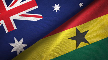 Australia and Ghana two flags textile cloth, fabric texture