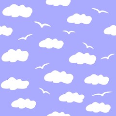 Clouds and sky seamless drawing vector