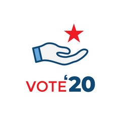 Voting 2020 Icon with Vote, Government, & Patriotic Symbolism and Colors