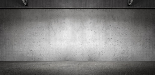 Wide Modern Subtle Exposed Concrete Wall Panoramic Garage Room Background - 250688833