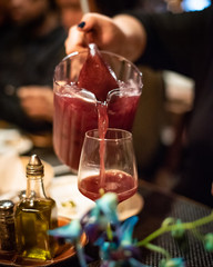 Pouring glass of sangria