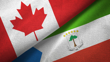 Canada and Equatorial Guinea two flags textile cloth, fabric texture