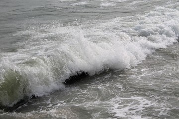 strong foamy sea waves