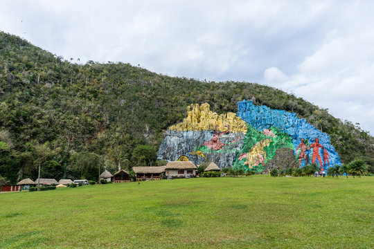 Colorful wall painting Mural de la Prehistoria in Cuba