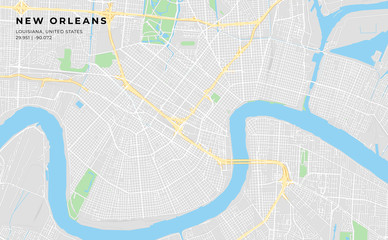Printable street map of New Orleans, Louisiana
