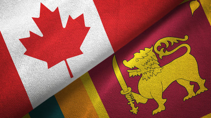 Canada and Sri Lanka two flags textile cloth, fabric texture