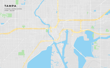 Printable street map of Tampa, Florida