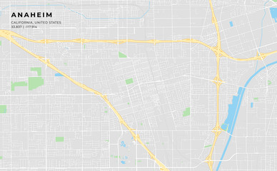 Printable street map of Anaheim, California