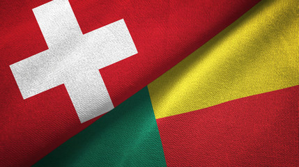 Switzerland and Benin two flags textile cloth, fabric texture